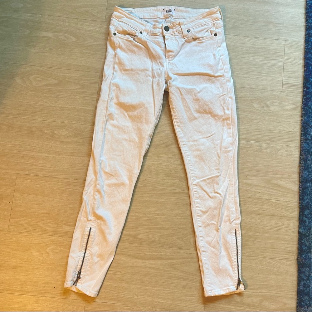 White Paige Verdugo Ankle Jeans with Zipper